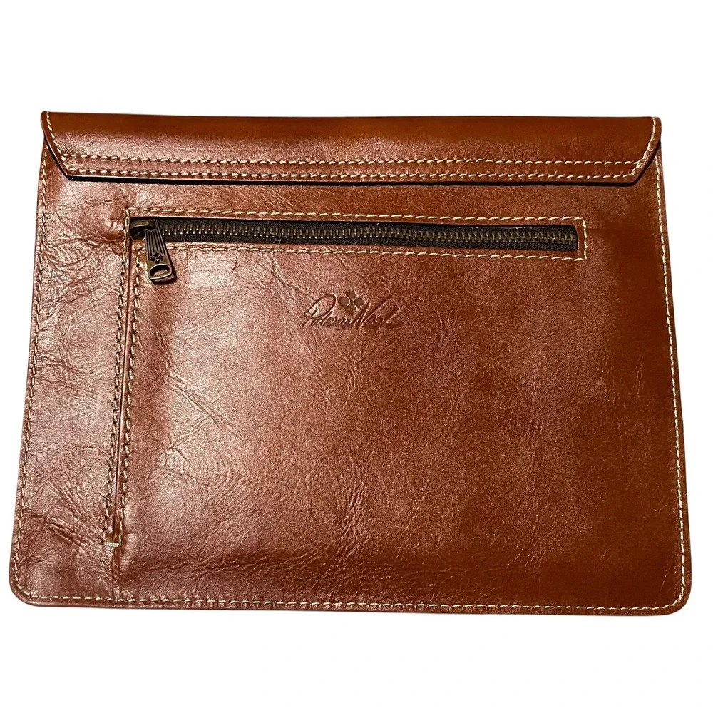Patricia Nash Tooled Leather Midi Tech Portfolio Florence Tan A81207 NEW